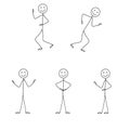 a cheerful little man in various poses isolated on a white background Royalty Free Stock Photo